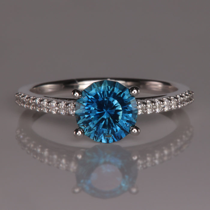 white gold and sapphire ring with diamonds 