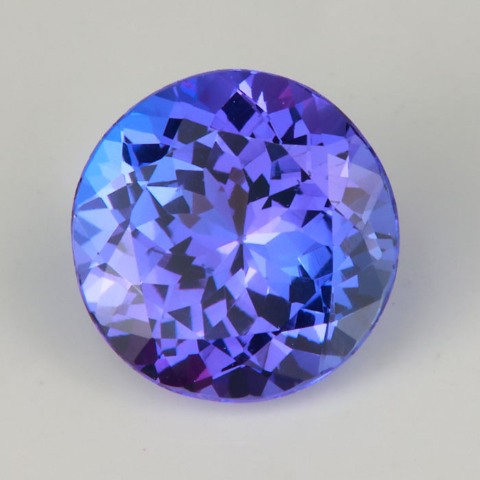 blue violet tanzanite gem round brilliant cut