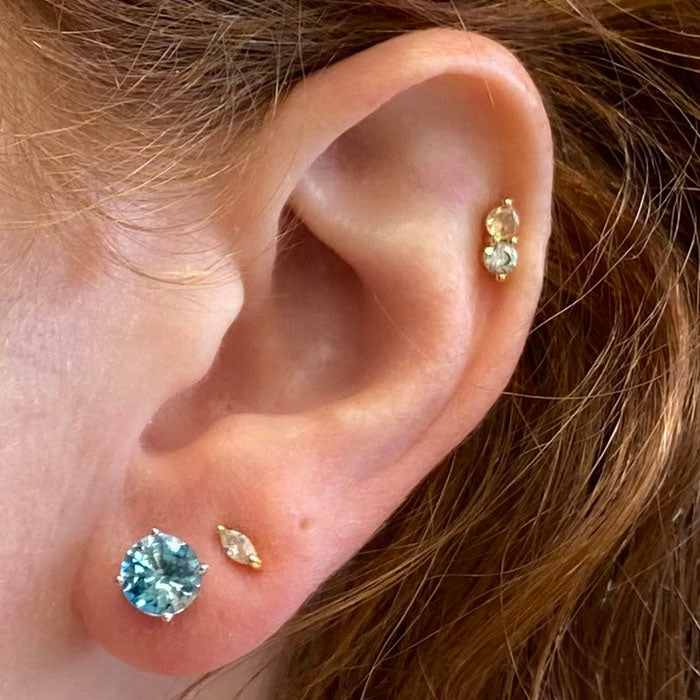 round zircon stud earrings