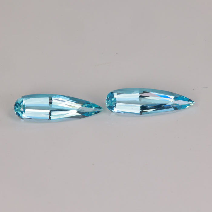 pear shape brilliant cut blue color aquamarine pair 