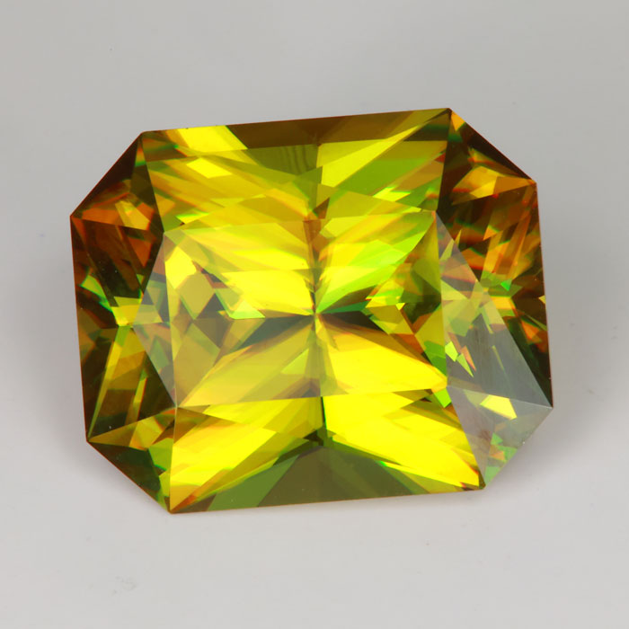 yellow green sphene gemstone brilliant style emerald cut