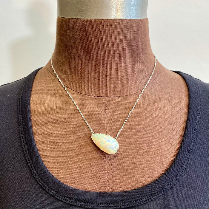 opal white gold necklace