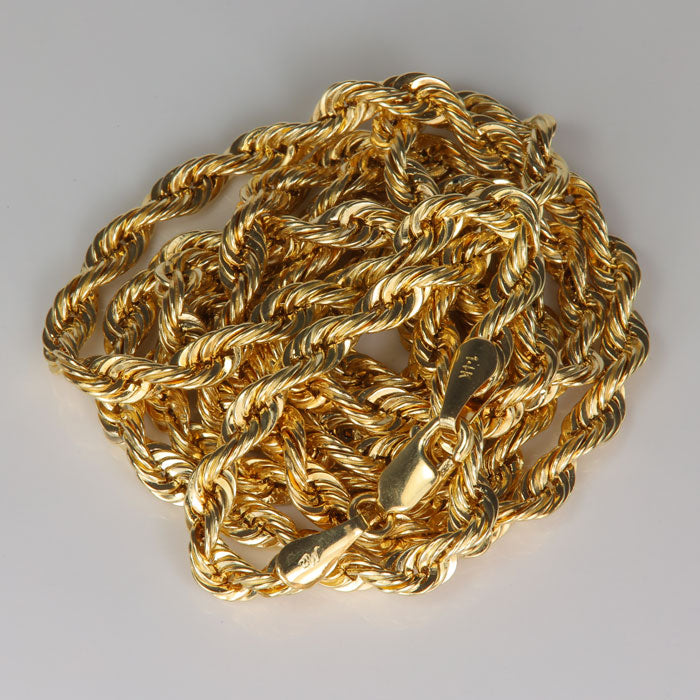 yellow gold rope link estate chain