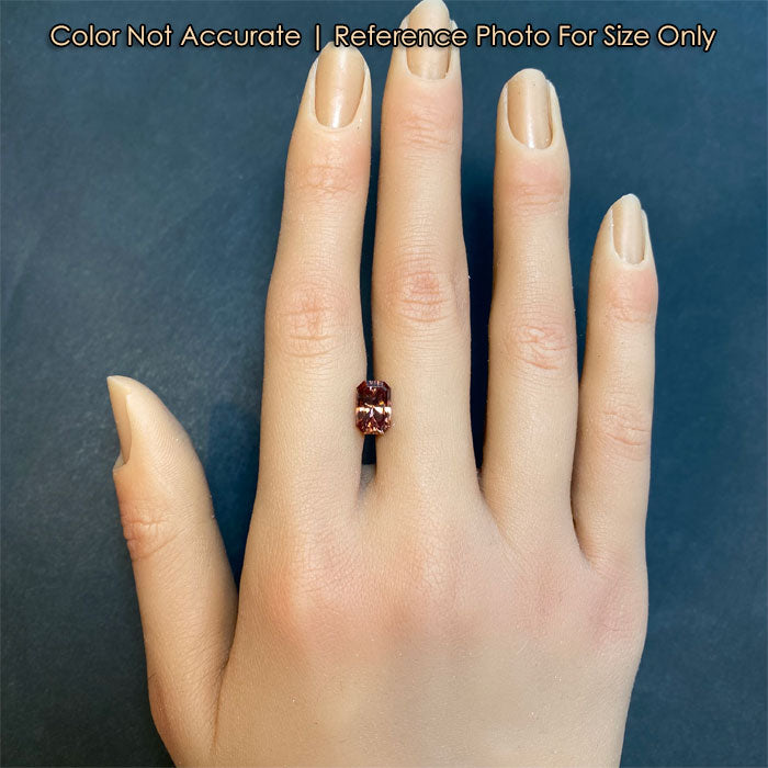 orange peach brown emerald cut imperial zircon gemstone size