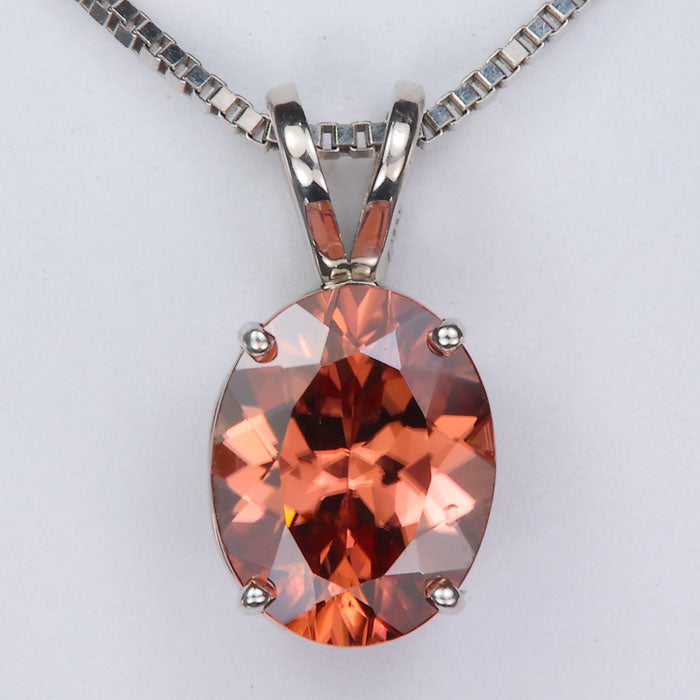 Oval cut imperial zircon necklace white gold