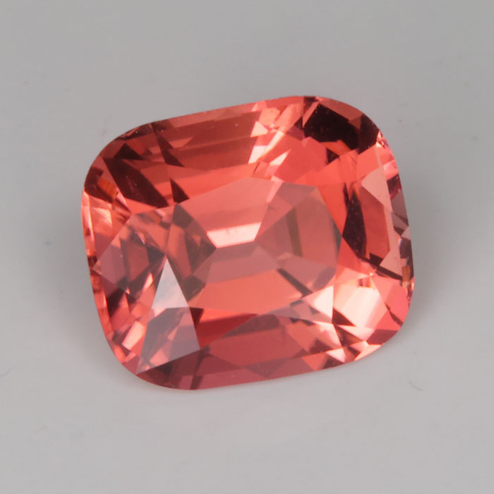 peach pink orange tourmaline gemstone antique cushion