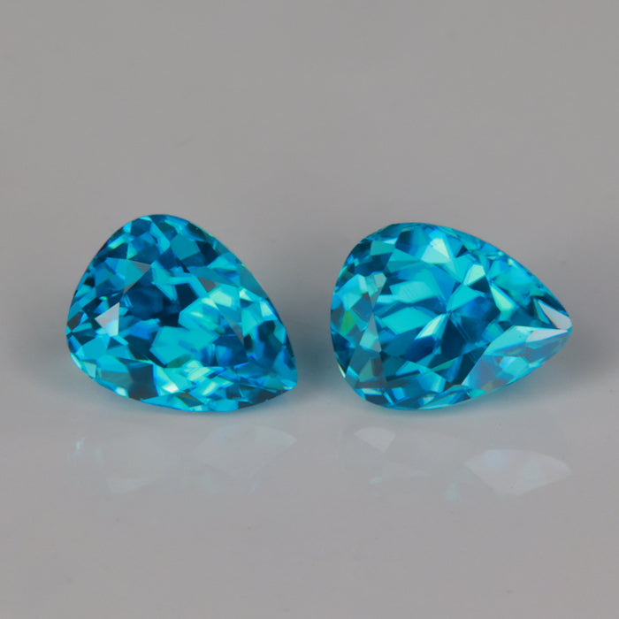greenish blue zircon gemstones from cambodia pear shape brilliant cut 