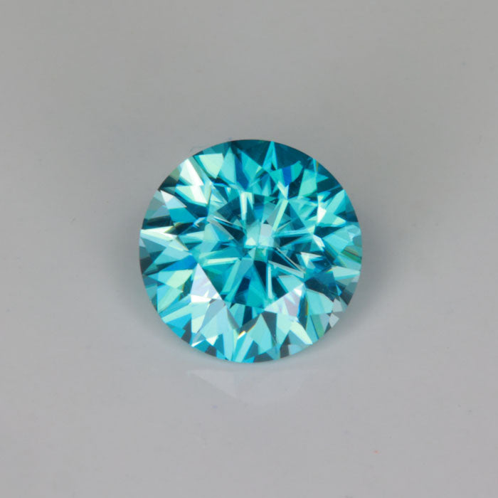 round brilliant blue zircon gemstone