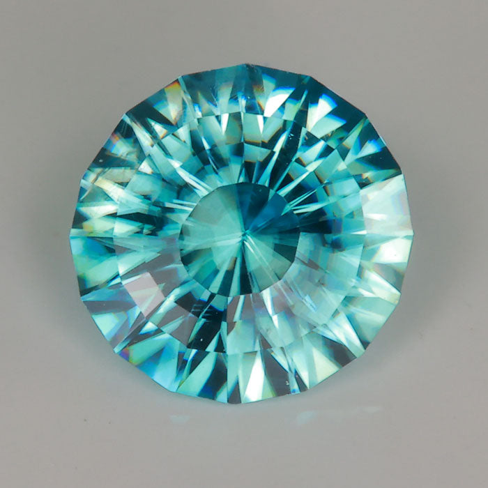 greenish blue zircon gemstone round brilliant