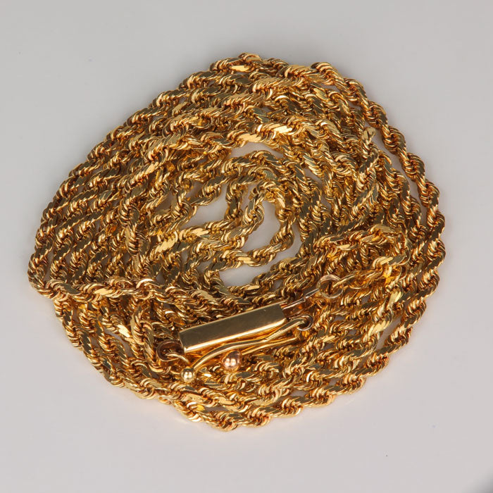 30 Inch Rope Chain Gold 14K Yellow Gold Rope Chain 30