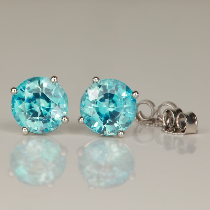 white gold greenish blue zircon stud earrings