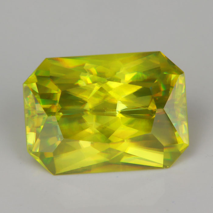 brilliant emerald cut sphene gemstone green natural color