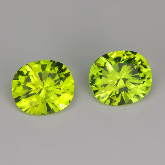 antique cushion cut peridot gemstone pair green color