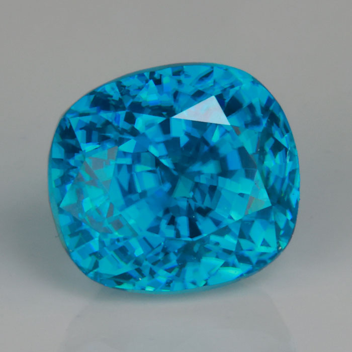 antique cushion cut blue zircon gemstone