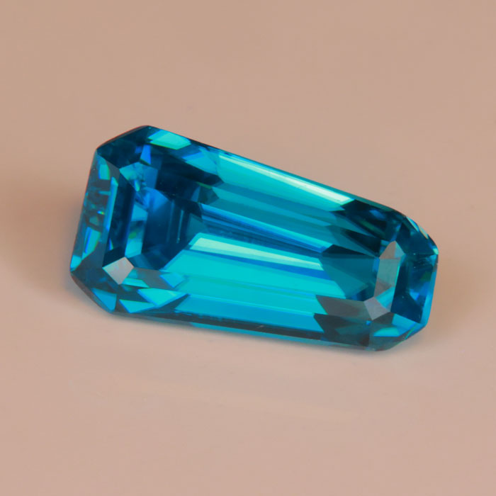 trapezoid cut blue zircon gemstone 