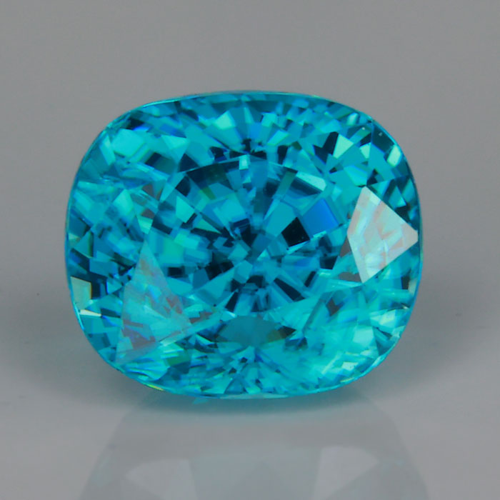 antique cushion cut greenish blue zircon gemstone