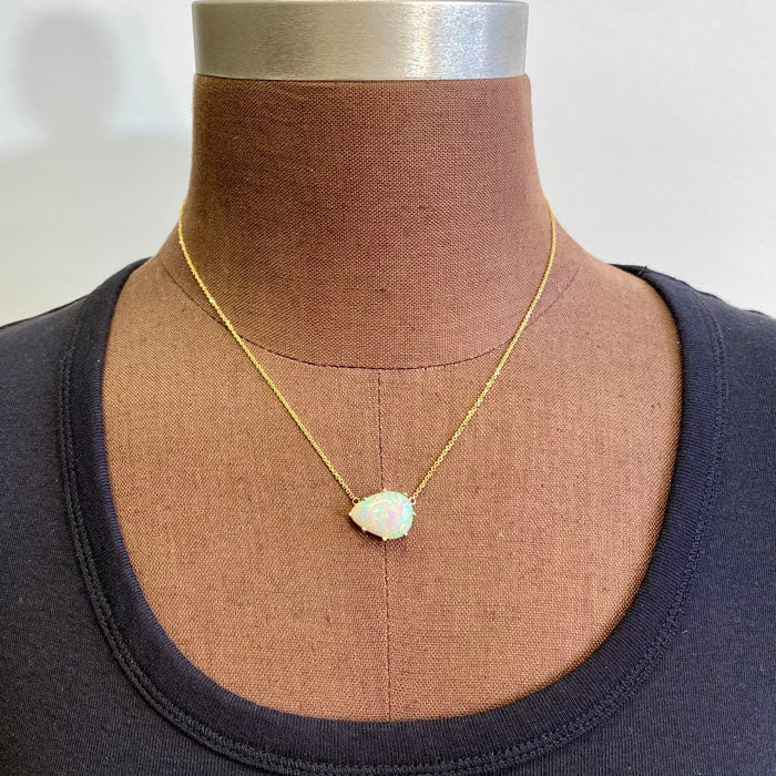 yellow gold and pear shape opal necklace