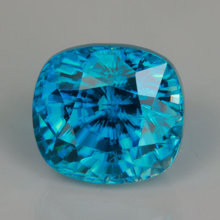 greenish blue zircon gemstone antique cushion cut 