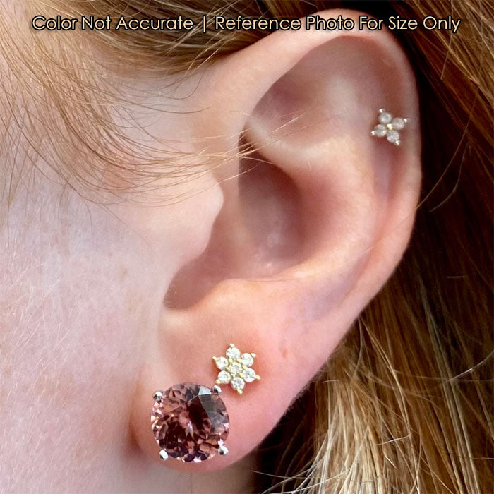 pink orange imperial zircon studs on ear