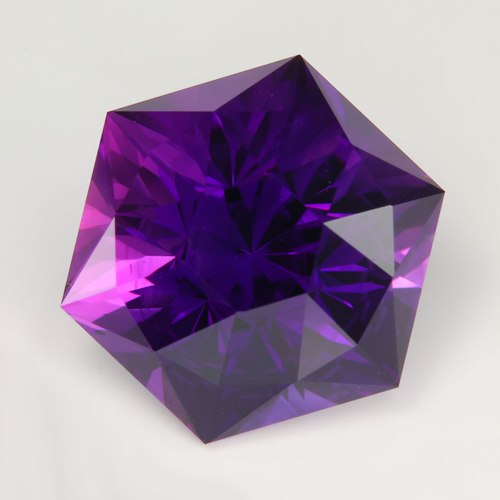 purple color hexagon cut amethyst gemstone