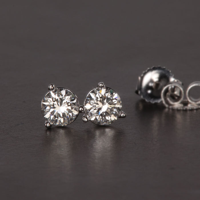 14K White Gold Round Brilliant Diamond Studs .62 Carats