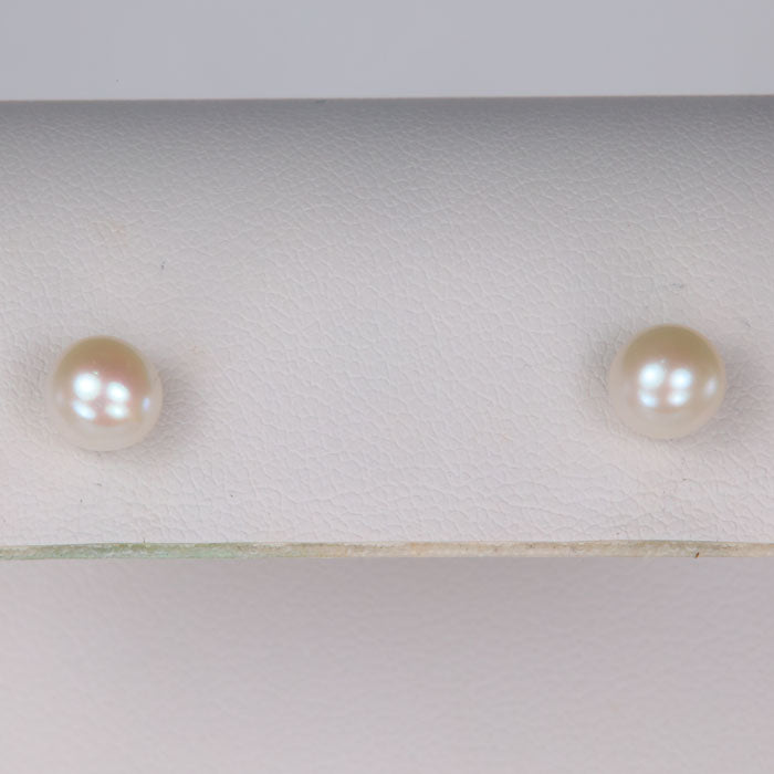 white gold and pearl stud earrings