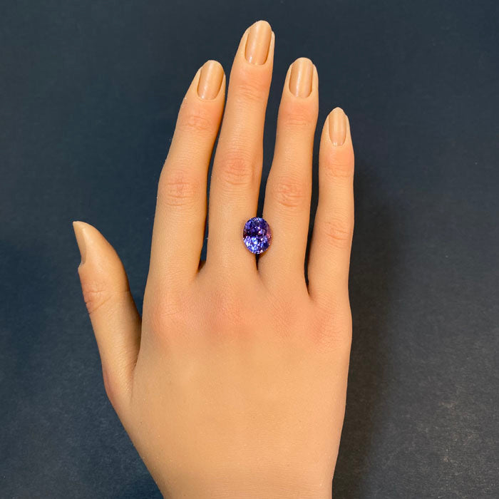 7.05 carat fancy tanzanite oval cut lavender