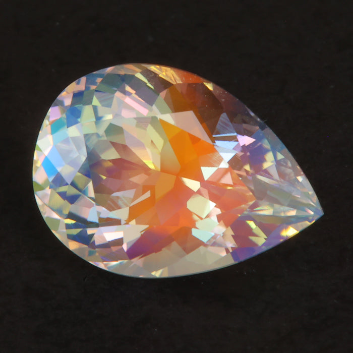 rainbow color moonstone gem pear shape brilliant cut