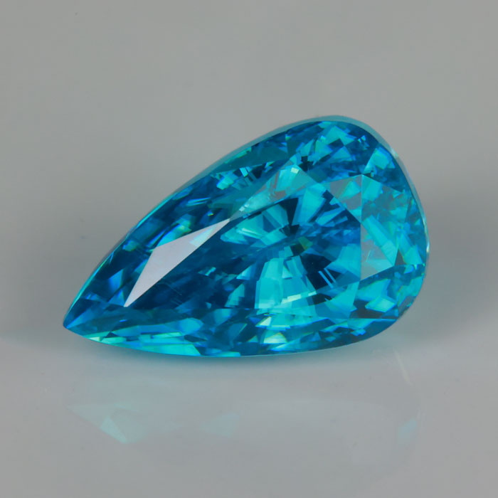 pear shape brilliant cut green blue zircon gemstone