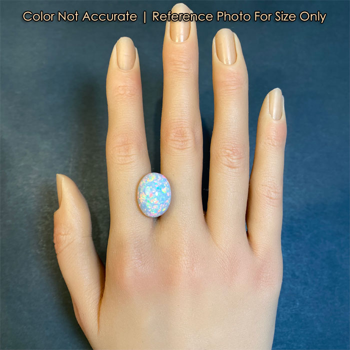 size of semi black opal gem on hand 