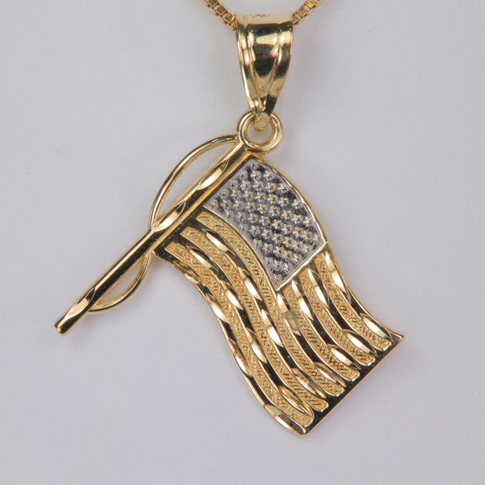 yellow gold estate flag pendant double sided