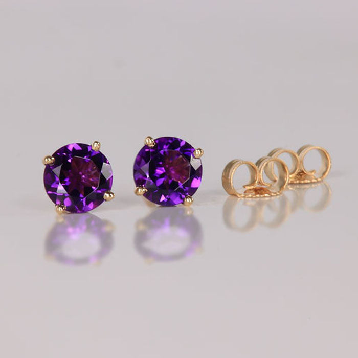 round cut amethyst stud earrings