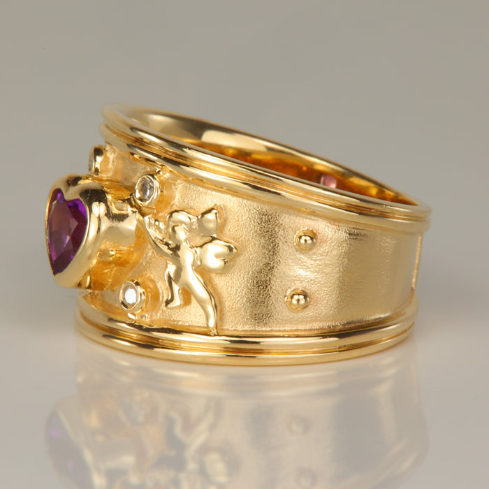 amethyst and diamond gold ring