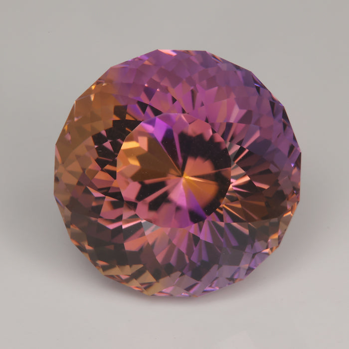 purple yellow round portuguese cut ametrine gemstone