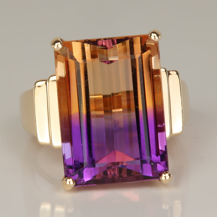 yellow gold large ametrine gemstone ring