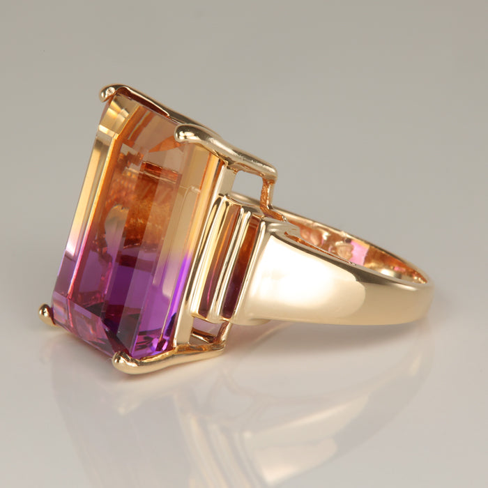 gold and ametrine gemstone ring 