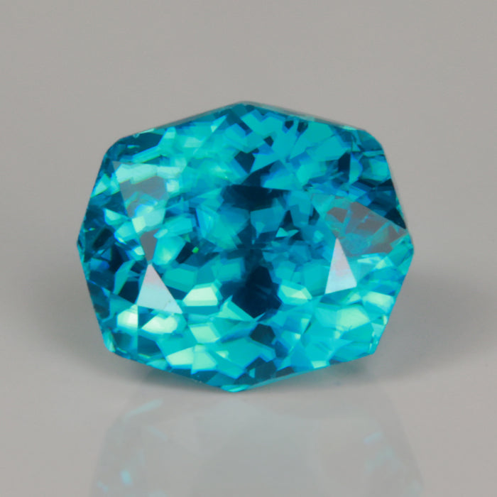 greenish blue zircon gemstone angular oval cut 