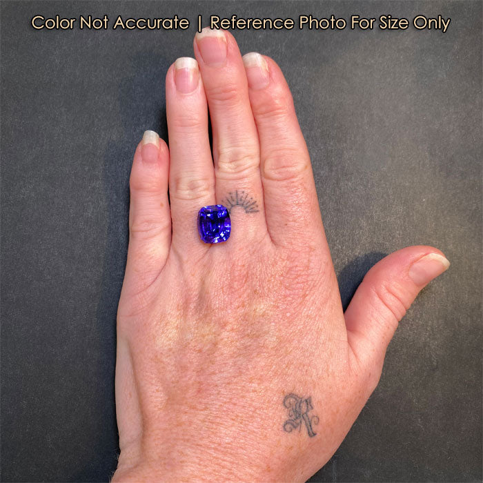 tanzanite gemstone blue violet size to hand
