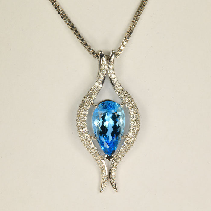 aquamarine pendant diamonds white gold