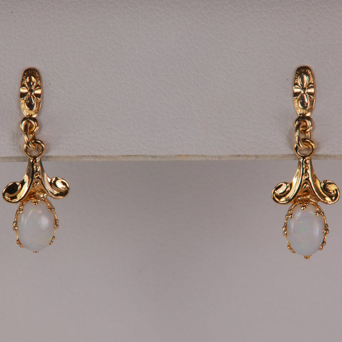 yellow gold australian opal earrings
