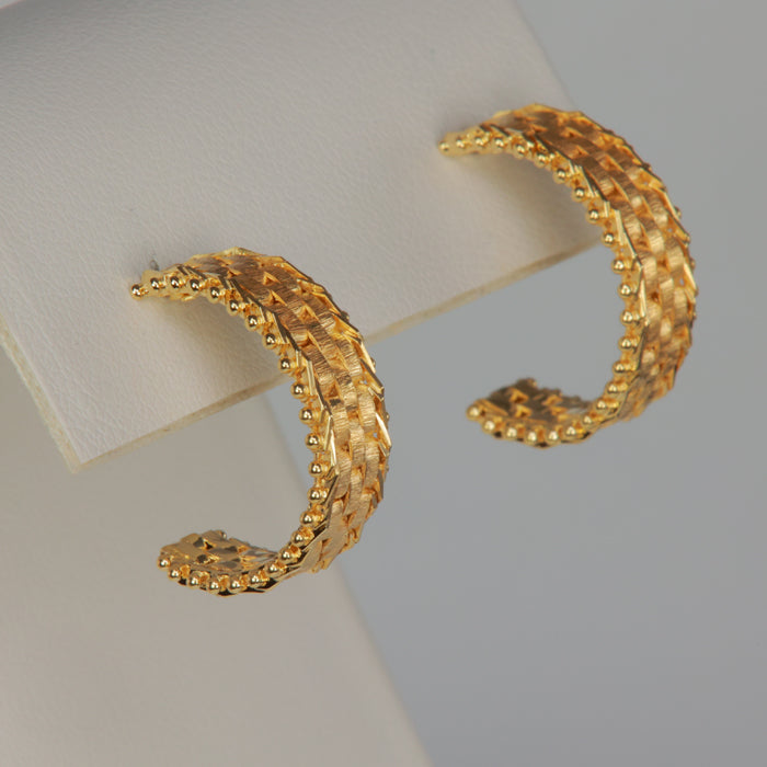 woven gold earrings 14k 