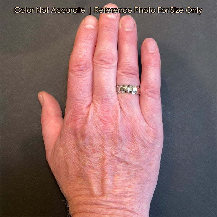 mens diamond white gold band on hand