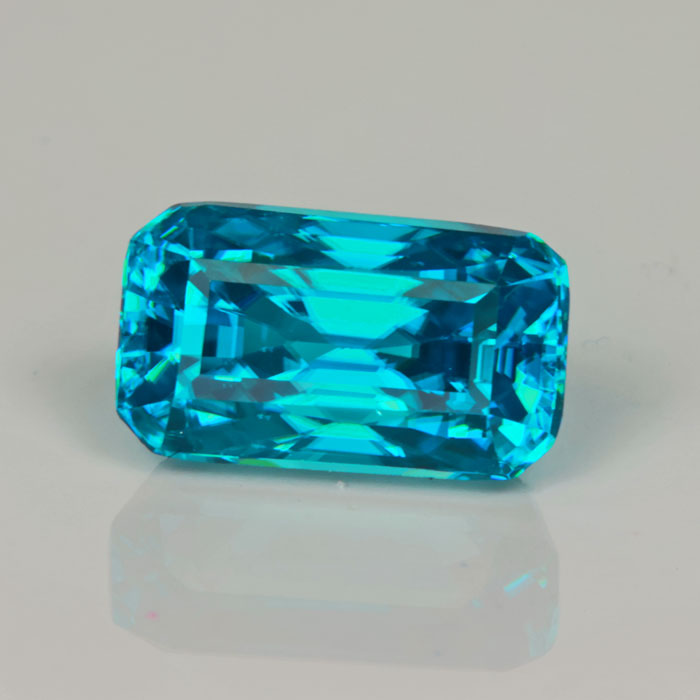 Blue Zircon Emerald Cut Gemstone Cambodia