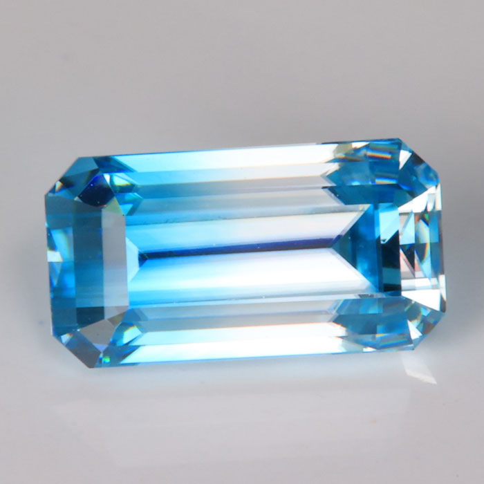 Emerald Cut Bi-Color Blue Zircon from Malawi 3.00 ct