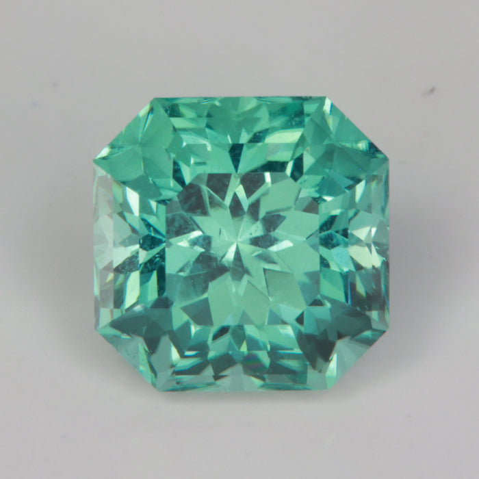 blue green square cut tourmaline gemstone 