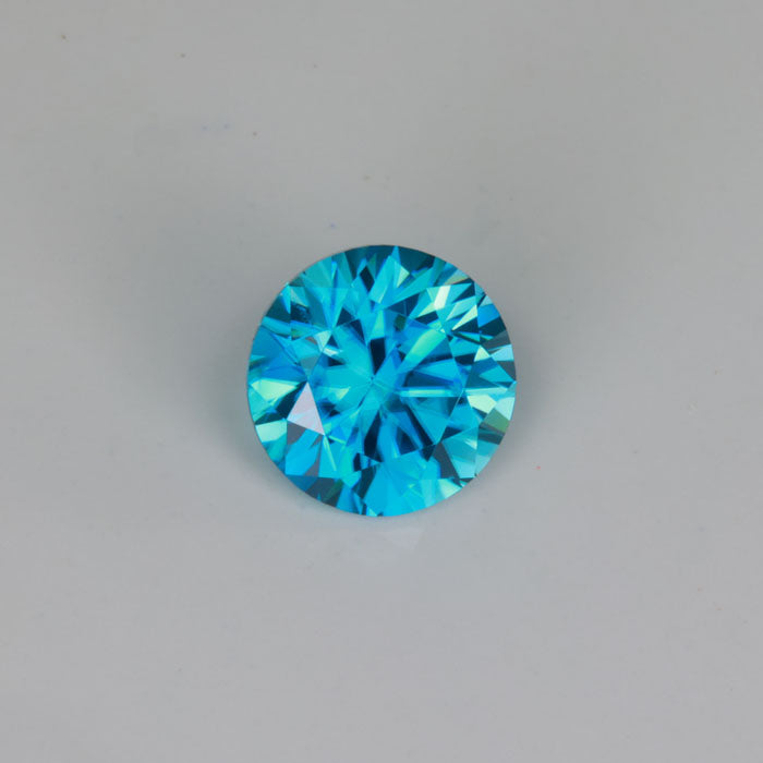 round brilliant cut blue zircon gem