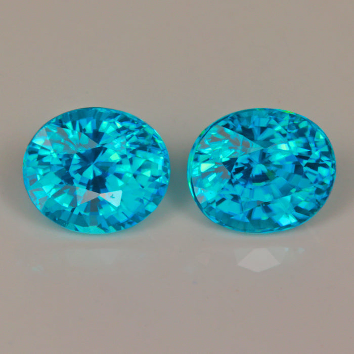 Blue Zircon Match Pair 3.09 Carats