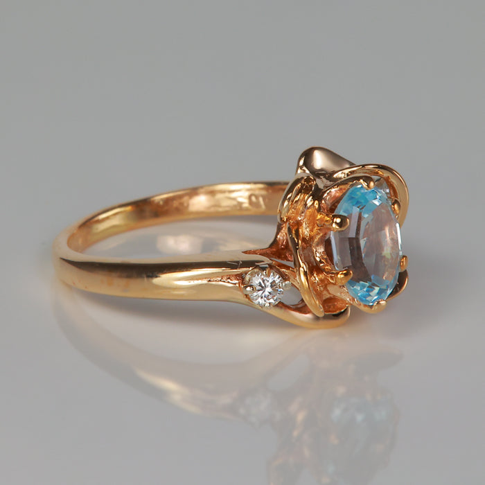 yellow gold blue topaz diamond ring