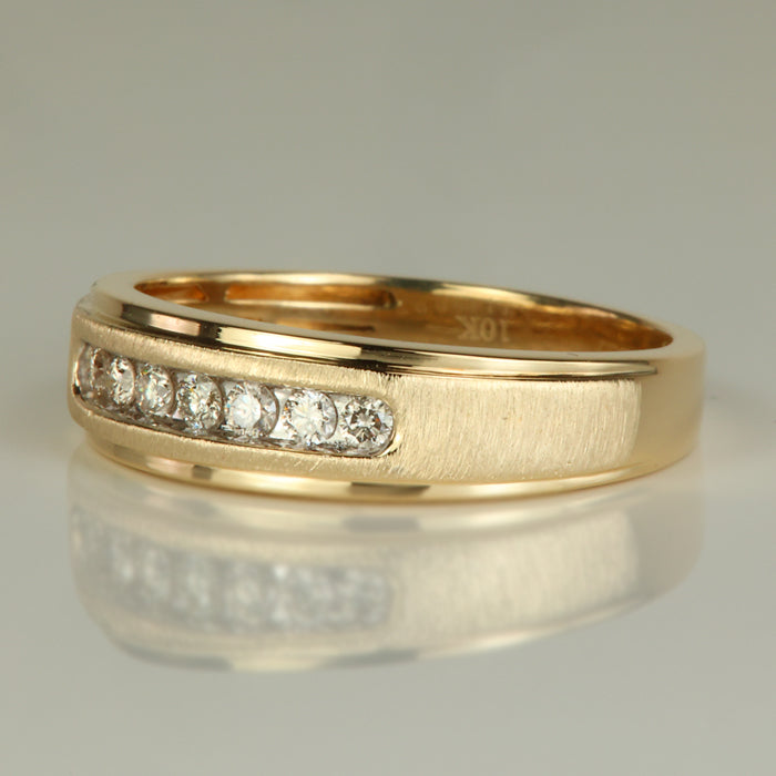 diamond ring with brushed finish