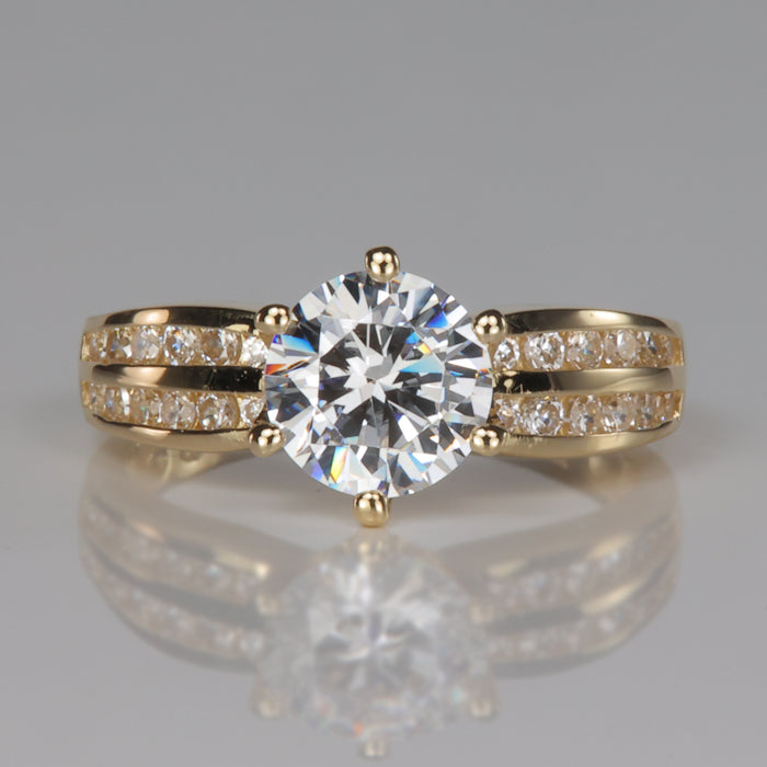 yellow gold estate ring with cubic zirconia